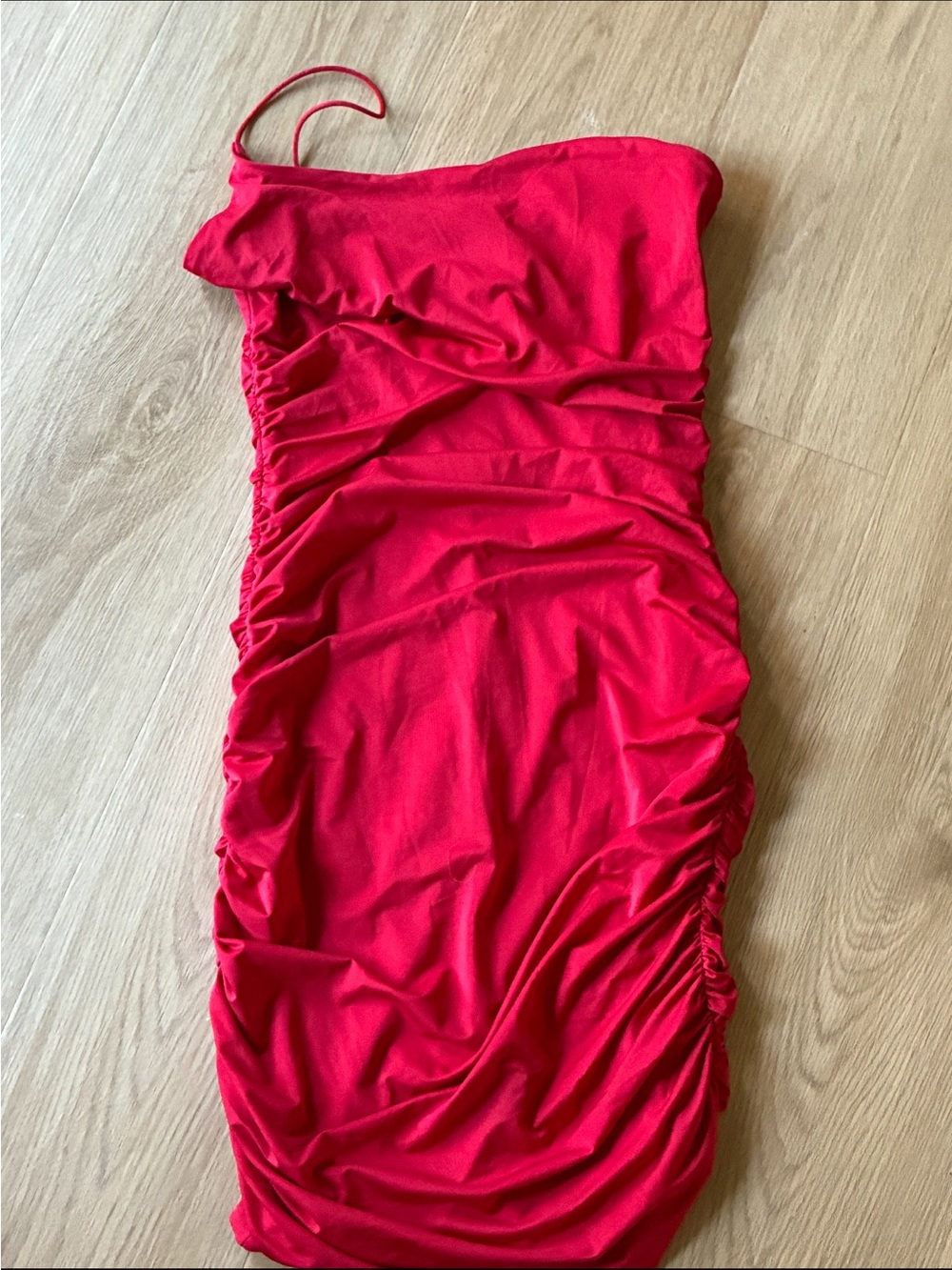 Tiger Mist Red Ruched Mini Dress